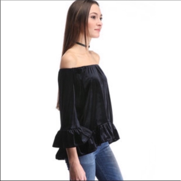 EUC🔥Off-Shoulder RICH VELVET BOHO TOP - Small - Picture 4 of 8